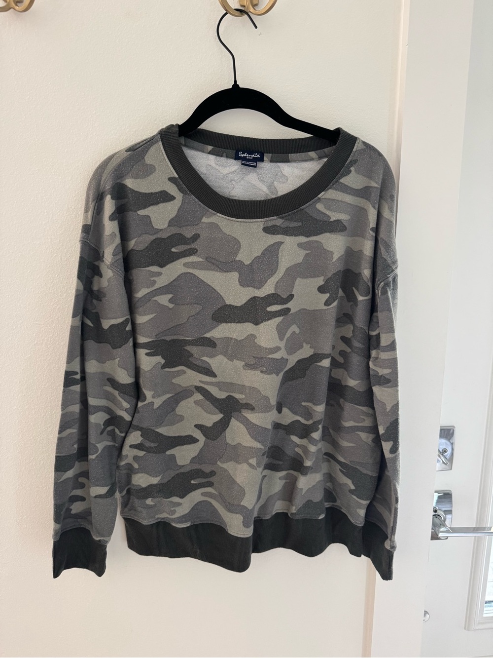 Splendid Green Camo Crewneck Sweater